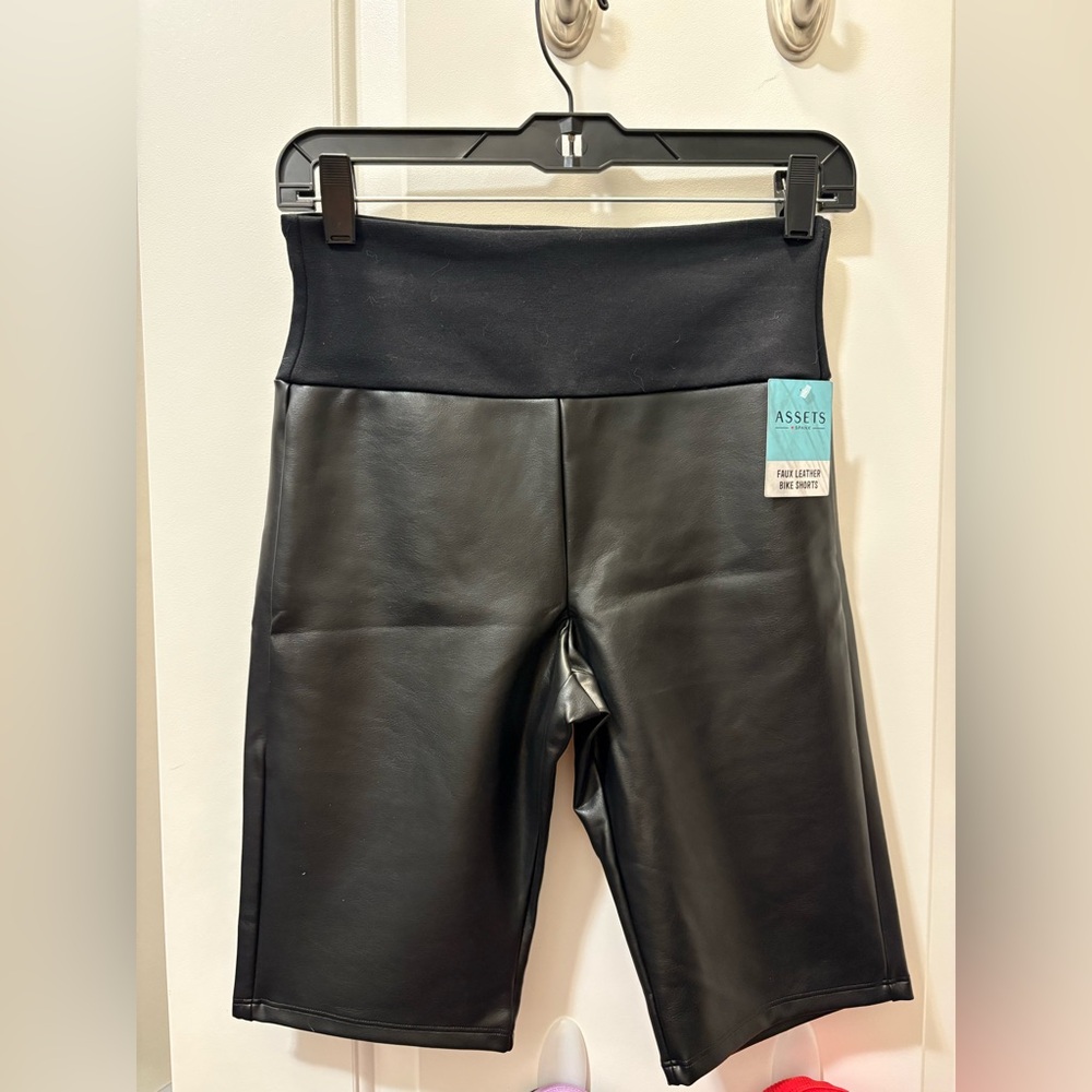 Assets by SPANX Black Faux Leather Shaping Shorts